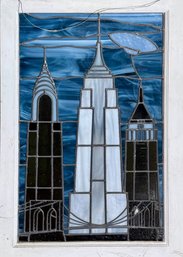 Stained Glass Window, NYC Sky Scrapers & Brooklyn Bridge