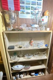 Contents Of Two Bookcases, W/Hand Blown Glass Vases