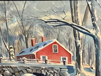 George Maclean Oil On Canvas, Red Cape In Winter
