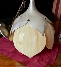 Vintage MCM Slag Glass Hanging Light