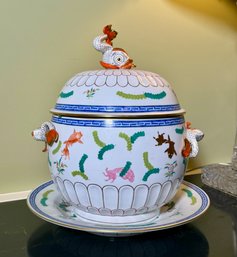 Large Herend Covered Fish Bowl & Tray (CTF30)