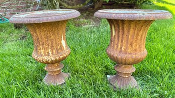 Pr. Antique Cast Iron Garden Urns (CTF20)