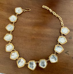 Vintage YSL Couture Gold Tone Choker Necklace (cTF10)