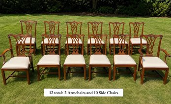 12 Henkel Harris Chippendale Mahogany Dining Chairs (CTF60)