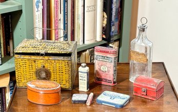 Antique Advertising Tins And Bottle