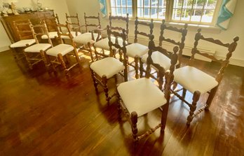 18th C French Louis XV Style Walnut Dining Chairs, Set Of 12 (cTF60)