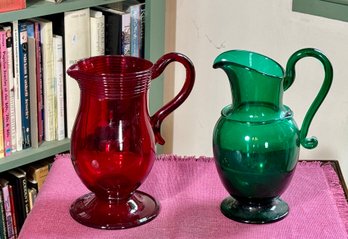 Vintage Handblown Glass Pitchers