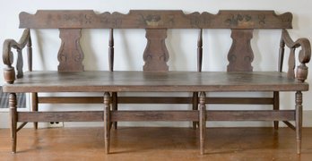 Antique PA Paint Decorated Deacons Bench  (CTF40)