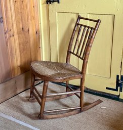 Antique Rush Seat Rocking Chair