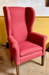 Vintage Red Upholstered Wing Chair