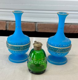 Victorian Satin Glass Vases, 3pcs.