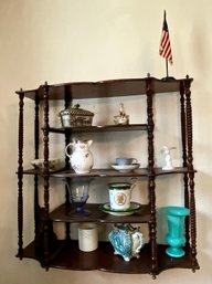 Hanging Shelf, Porcelain And Glass Vases, Pitchers, Other