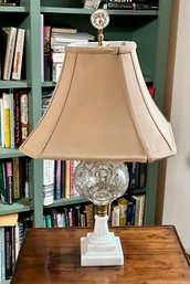 Antique Milk Glass Oil Table Lamp