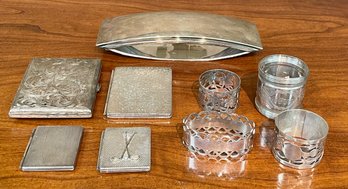 Sterling Picture Frame Cases, Blotter, Napkin Rings, 9pcs (CTF10)
