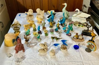 Lalique, Majolica Bird Figurines And Others