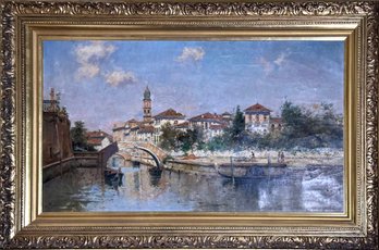 A Reyna Antique Oil On Canvas, Venice Scene