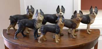 Six Antique Cast Iron Boston Terrier Doorstops (CTF20)