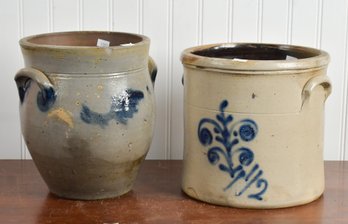 Two Stone Ware Crocks, 1.5 Gal And Other (CTF20)