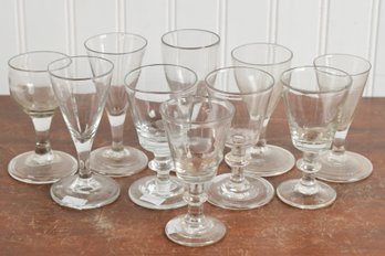 18th C. Blown Glass Wine Glasses, 10 Pcs  (CTF10)