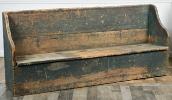 Early 19th C. Green Painted Settle Bench (CTF30)