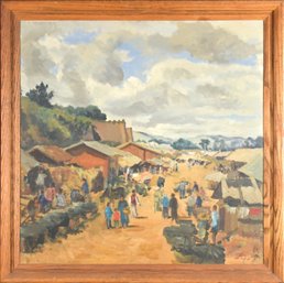Vintage Oil, Asian Village Scene (CTF10)