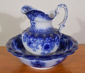 Wonderful Ormonde Flow Blue Pitcher & Bowl (CTF20)