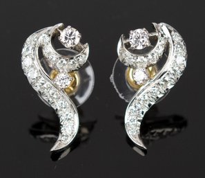 Vintage Platinum Diamond Post Earrings (CTF10)