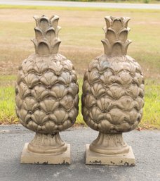 Pr. Vintage Cast Iron Pineapple Garden Ornaments (CTF30)