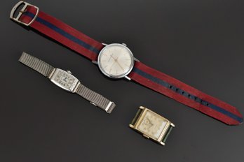 Three Vintage Wrist Watches: Stainless Men's Girard-perregaux, Lady's 14k Gold Filled Gruen & Longines (CTF10)