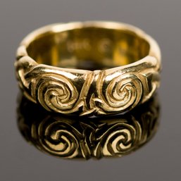 14k Yellow Gold Carved Celtic Band (CTF10)