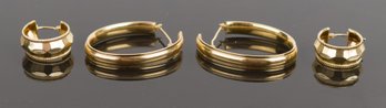 18k & 14K Gold Large Hoop Earrings, 2prs. (CTF10)