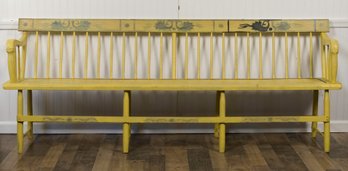 Antique Mustard Painted Windsor Bench (CTF20)