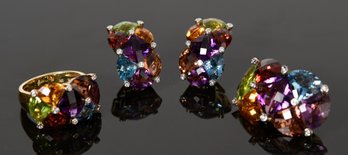 Bellari 18k Gold Multi-Color Gemstone Jewelry Suite (CTF10)