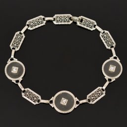 Antique 14k Gold Filigree Rock Crystal & Diamond Bracelet (CFT10)