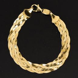 14k Yellow Gold Woven Herringbone Bracelet (CTF10)