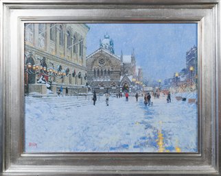 Thomas R. Dunlay Oil, Winter Evening, Boston Copley Square (CTF20)