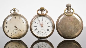 Three Antique 800 Silver Manual Winding Pocket Watches (CTF10)