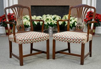 Pr. Chippendale Style Mahogany Armchairs (CTF10)