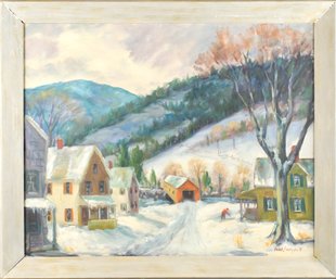 Fred Sargent Oil, Covered Bridge In Winter (CTF20)