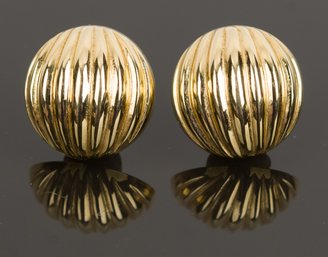 Vintage Carla 14k Yellow Gold Ribbed Earrings (CTF10)