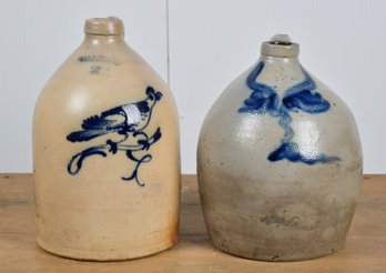 Antique Decorated Stoneware Jugs, 2pcs (CTF20)