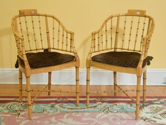 Pr. Baker Furniture Faux Bamboo Armchairs (CTF20)