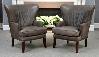 Pr. Randall Allan Leather Wing Chairs (CTF50)