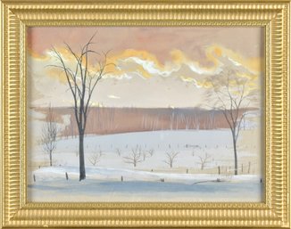 Stuart Eldredge Gouache, Springfield VT Winter Landscape (CTF20)