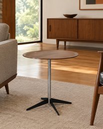 Vintage Herman Miller Eames Round Teak Top Pedestal Side Table (CTF30)
