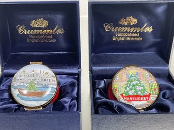 Nantucket Dory Christmas Crummles Enameled Boxes, 2pcs. (CTF10)