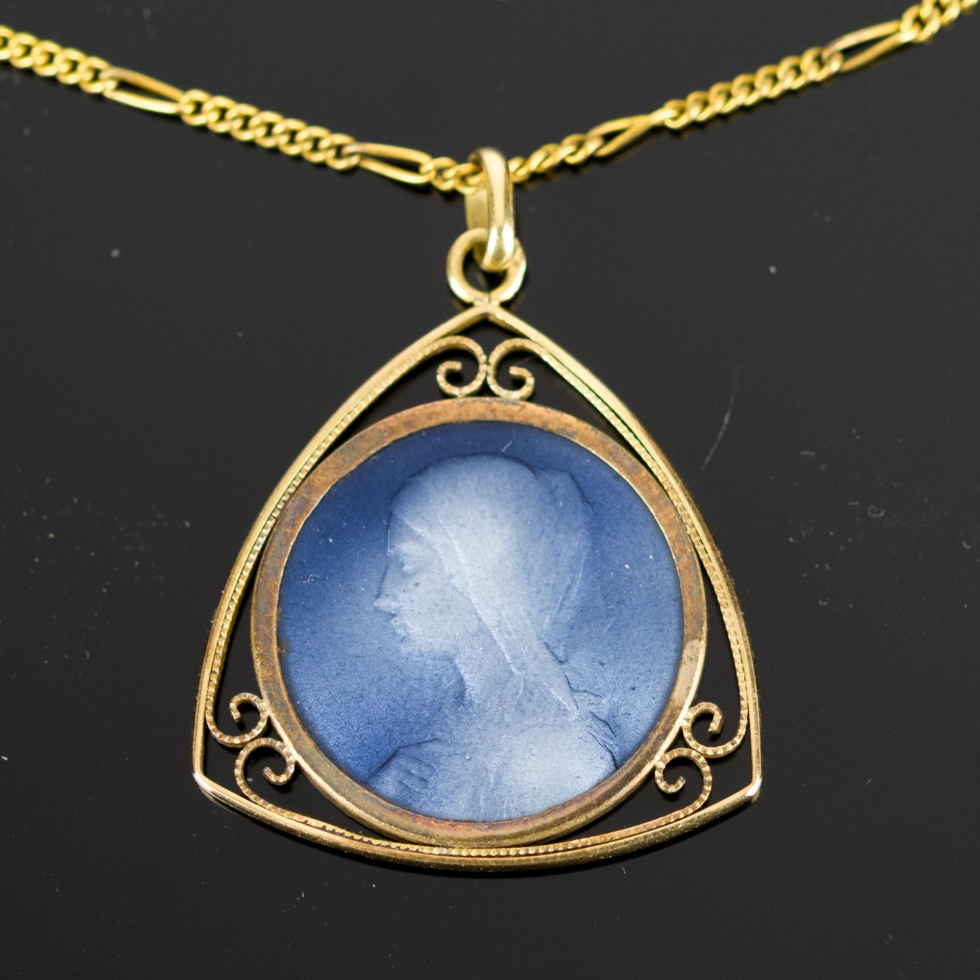 Antique 18k Gold Enamel Our Lady Of Lourdes Pendant Necklace (CTF10 ...