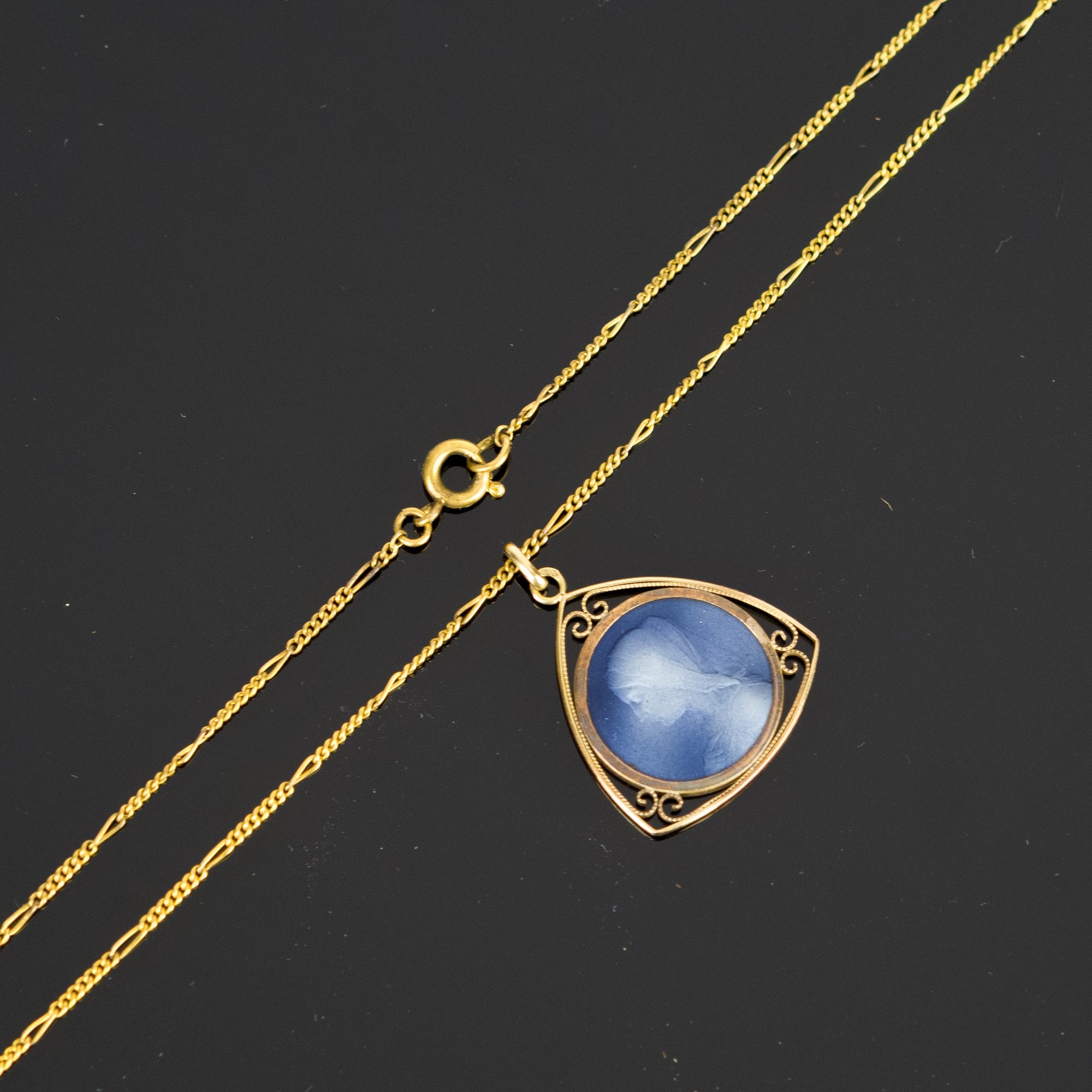 Antique 18k Gold Enamel Our Lady Of Lourdes Pendant Necklace (CTF10 ...