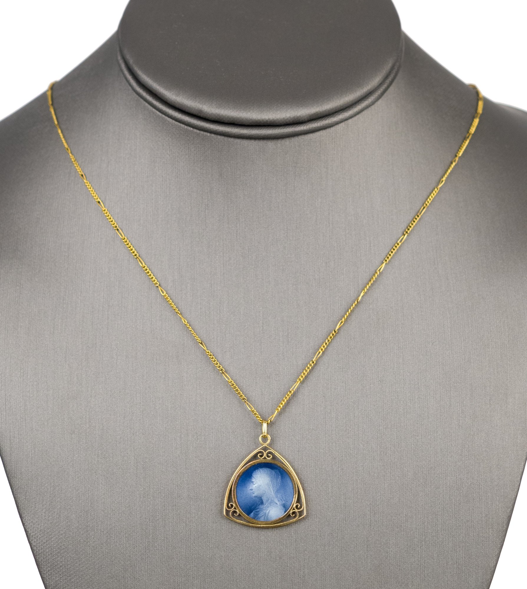 Antique 18k Gold Enamel Our Lady Of Lourdes Pendant Necklace (CTF10 ...