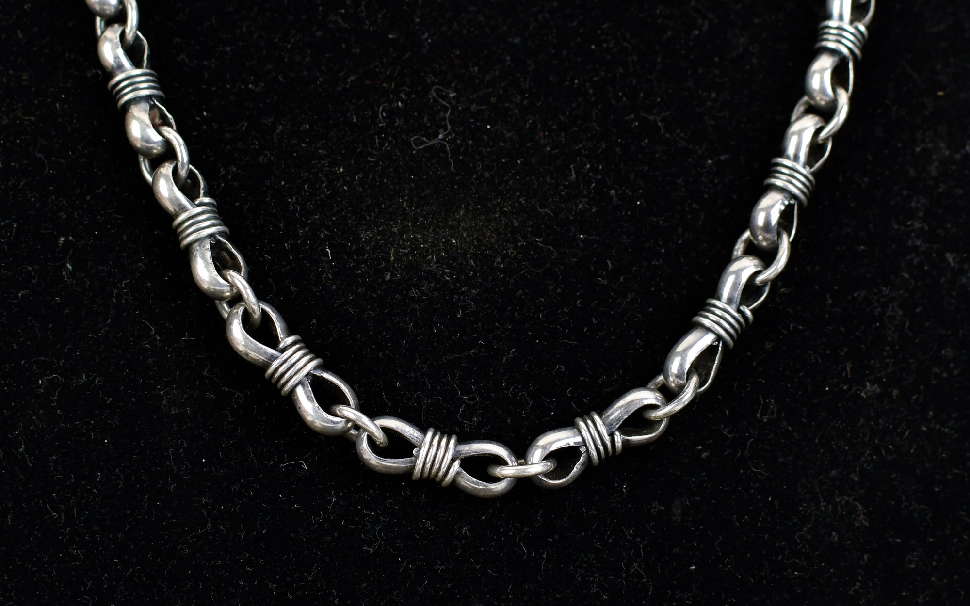 Signed Clarence Lee Navajo Native American Sterling Silver Chain